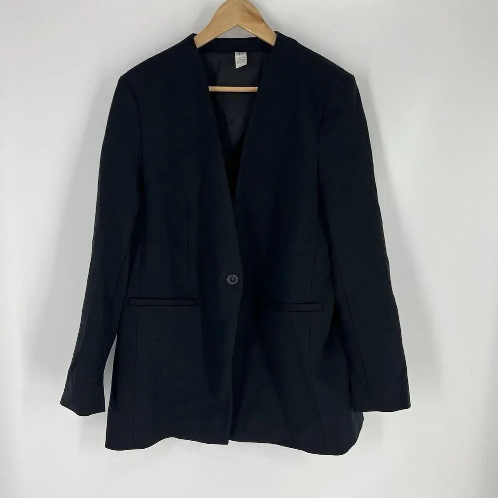 Spanx Blazer Size Large Womens Black Perfect Blazer Single Button Stretch Ponte